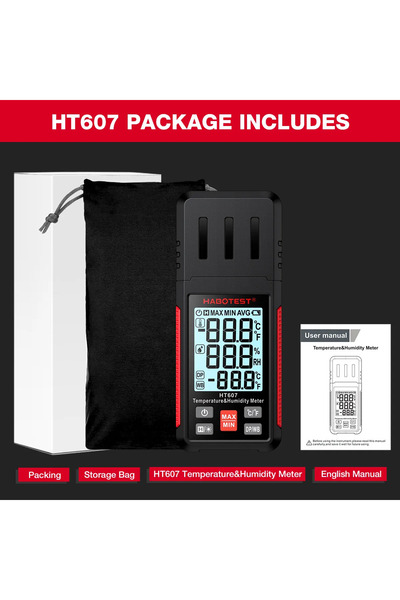 Choice HT607 HABOTEST جهاز قياس درجة الحرارة والرطوبة الرقمي عالي الدقة HT607...
