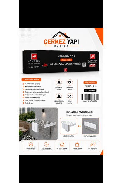 Genel Markalar HOMAPEX HANGER C02 – 95 cm Pratik Çamaşır Kurutmalığı