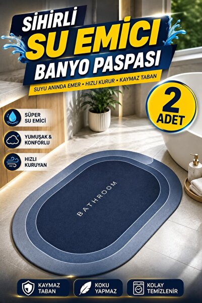 Kitchen Beauty 2 ADET Sihirli Su Emici Esnek Diatom Oval Süper Su Emici Banyo...
