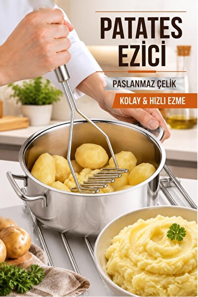Kitchen Live Pratik 24 cm Lüks Paslanmaz Metal Patates Ezici | Patates Ezici ...