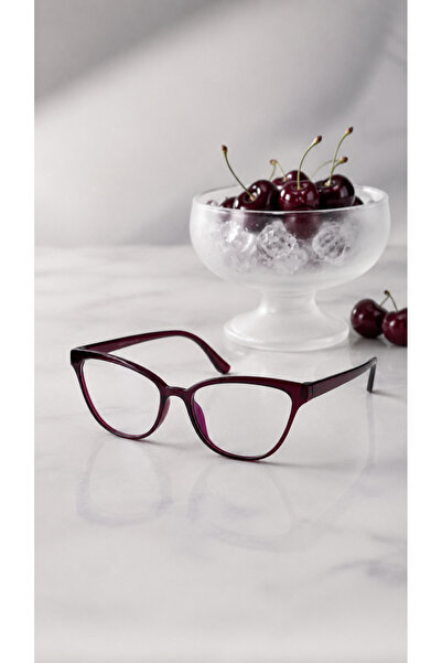 LOOKUP Astro- Blue Light Protection Burgundy Glasses Cat Eye Optically Compat...