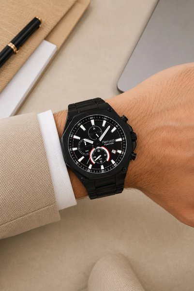Ferrucci Function Men's Wrist Watch Black Color Steel Cord Steel Case 3 Atm Water Resistance Zmfer04