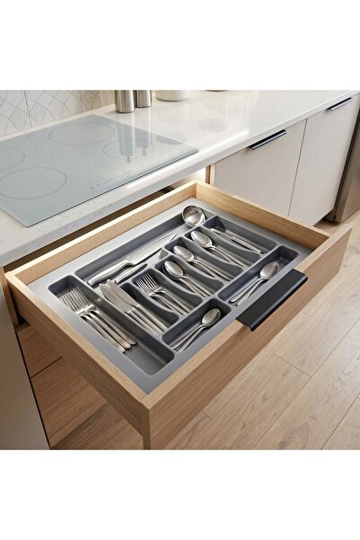 EYM Drawer Cutlery Organizer 67 X 49 cm Gray Kitchen Drawer Organizer
