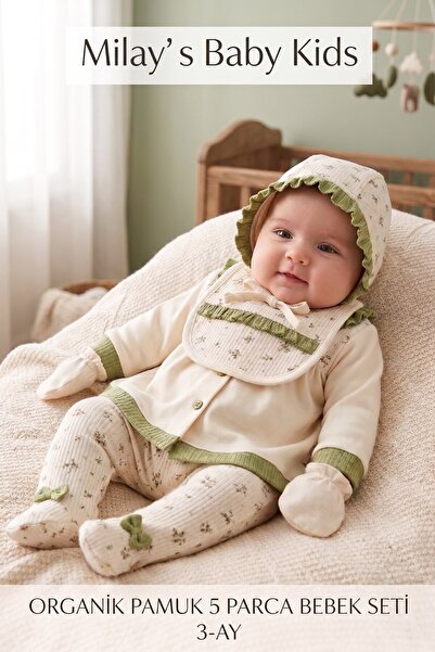 MİLAYS LİFE HOME COLLECTİON Baby Girl 0-3 Months Crispy Flower Set of 5 100% ...