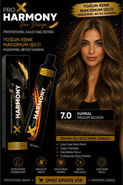 X Pro Harmony Tüp Boya 7.0 Blonde Kumral Saç Boyası 60 ml
