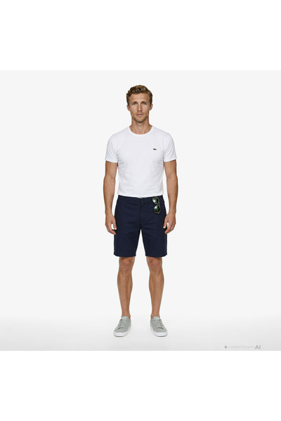 Lacoste Erkek Tapered Fit Keten Lacivert Bermuda Şort