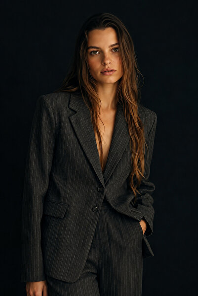FEG STORE Striped Blazer Anthracite Jacket