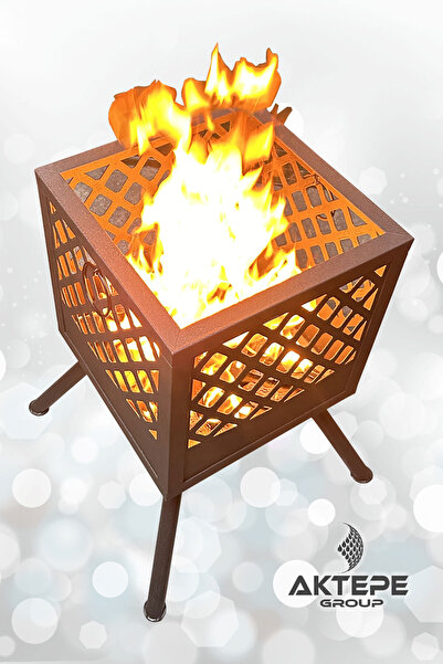 AKTEPE Ateş Çukuru 2 Adet Mangal Izgaralı Bahçe Şöminesi Barbekü Soba Firepit Ateş Çanağı