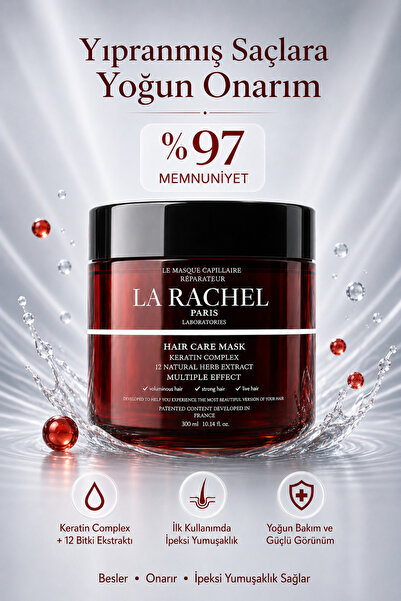 La Rachel Keratin ve Argan Yağı İçeren Yoğun Saç Bakım Maskesi, Yıpranmış Saç...