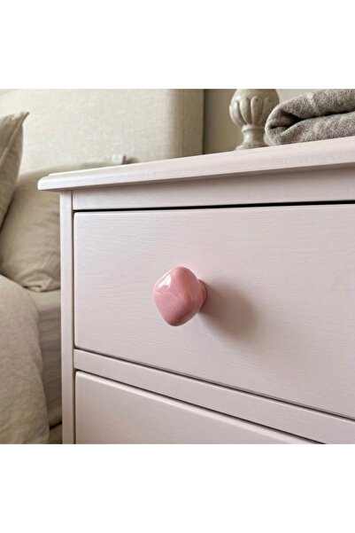 EYM Porcelain Pink Stone Button Single Screw Furniture Cabinet Handle