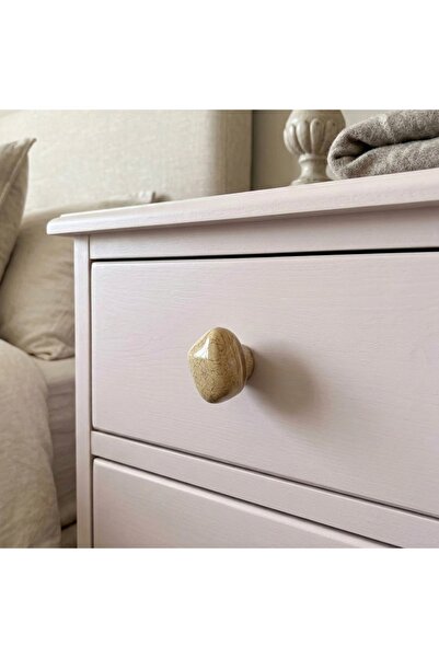 EYM Porcelain Light Brown Stone Knob Single Screw Furniture Cabinet Handle