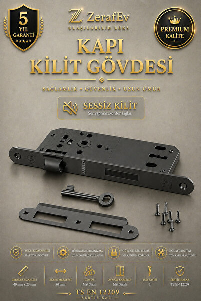 zerafev SESSİZ ODA KİLİDİ ANAHTARLI SİYAH 5 YIL GARANTİLİ 40X23