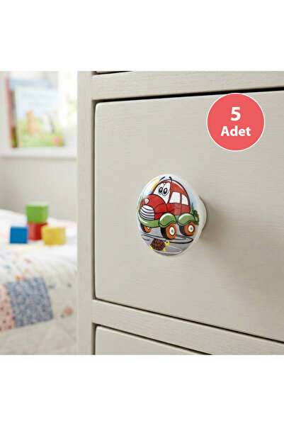 EYM 5 Pieces Porcelain Button Car Kid's Room Furniture Cabinet Handle