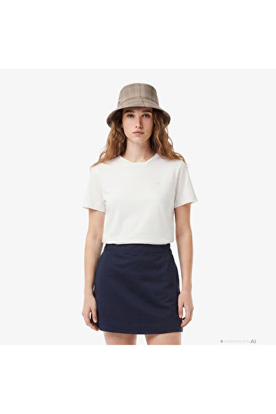 Lacoste Kadın Loose Fit V Yaka Beyaz T-Shirt