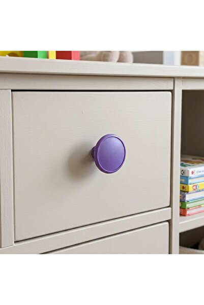 EYM Children's Room Single Button Furniture Handle Diameter 55 mm Purple