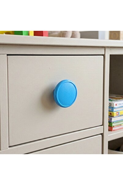 EYM Children's Room Single Button Furniture Handle Diameter 55 mm Blue