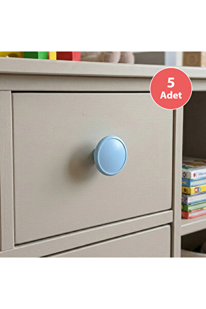 EYM 5 Pieces Children's Room Single Button Furniture Handle Diameter 55 mm White