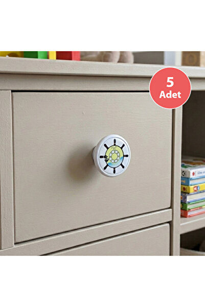 EYM 5 Pieces Children's Room Furniture Handle Single Knob Diameter 55 mm Sail...