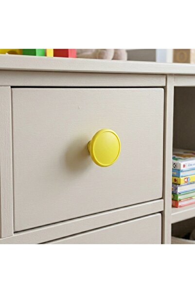 EYM Children's Room Single Button Furniture Handle Diameter 55 mm Yellow