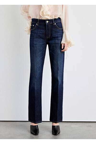 MANGO Woman Koyu yıkamalı düz kesim denim kot pantolon