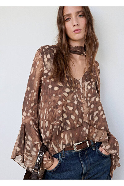 MANGO Woman Desenli şifon bluz