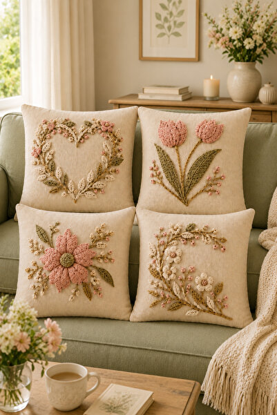 ayshome textile 3D Boyutlu DİJİTAL BASKI Lale Desen (Örgü Değildir) 3'Lü Kırl...