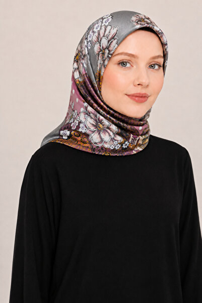 Pierre Cardin Gri Pembe Karma Desen Tivil İpek Eşarp 4210701 - 311