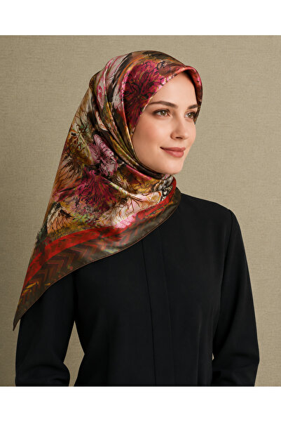 Aker Khaki Mixed Pattern Tivil Silk Scarf 31953