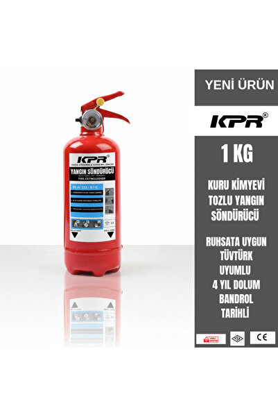 KPR YANGIN ARAÇ İÇİN ÖZEL KASA 1 KG KURU KİMYEVİ TOZLU YANGIN SÖNDÜRME TÜP + ...
