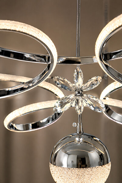 Luna Lighting Papatya Model Krom Kaplama 3 Renk Metal Salon Mutfak Oturma Yatak Odası Modern Led Sarkıt Avize