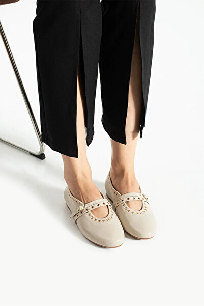 stoneclass Women's Ballet Flats Black Special Material Elegant Buckle Detail ...
