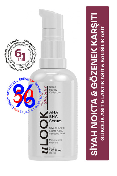 uLOOK Siyah Nokta ve Gözenek Karşıtı AHA BHA Peeling Serum | Salisilik Asit İ...