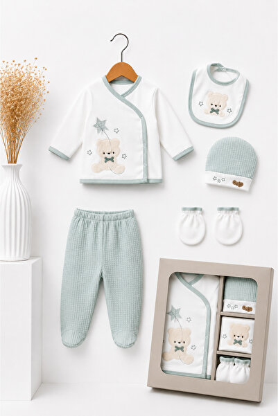 LİLİYUM Newborn Baby Boy Hospital Release Set of 5 100% Cotton Bodysuits Hosp...