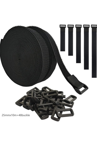 Choice1 25mm black Adjustable Fastening Hook And Loop Straps With 25 Buckles ...