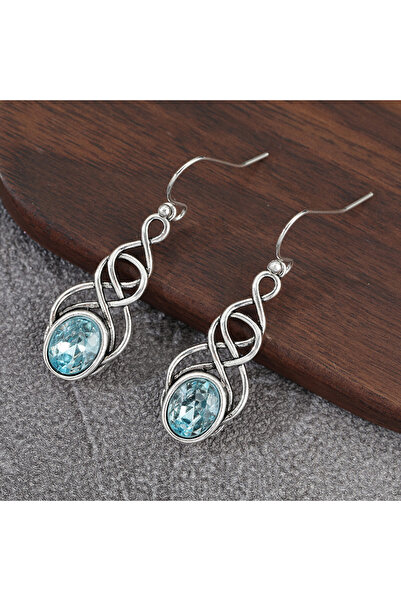 Choice Blue A327 Vintage Charm Blue Synthetic Zirconia Celtic Knot Silvery Da...