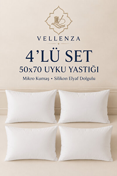 Vellenza 4'lü 50x70 Premium Uyku Yastığı %100 Saf Silikon Elyaf Dolgulu Mikro...