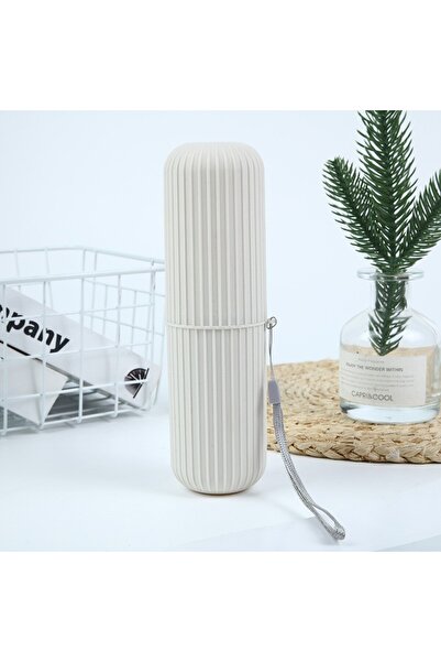 Choice Light Yellow Travel Toothbrush Box Vertical Stripe Portable Mouthwash ...