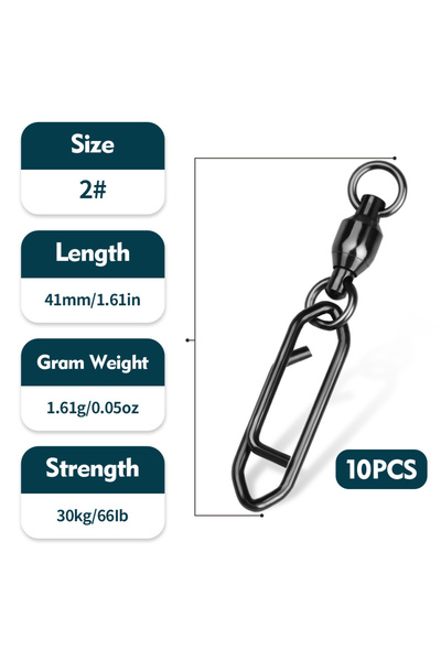 Choice Size 2 10Pcs Fishing Bearing Rotary Connector 0#-5# Silver Strong 360 ...