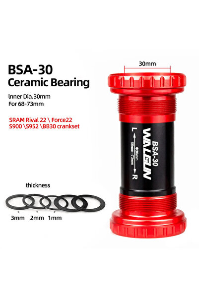 Choice BSA30-Red BSA Threaded Bike Bottom Bracket Ceramic BB BSA24 BSA30 BSA2...