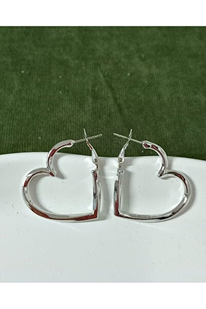 mos&more 3cm Gümüş Kalp Halka Hafif Kadın Küpe