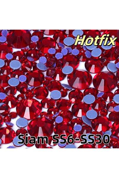 Choice Siam-Hotfix Red Series Mix Size Silver Bottom&Hotfix Glitter Glass Rhi...