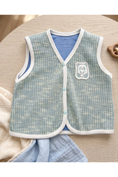 Ege Bebek New Born Baby Knitted Vest Baby Vest with Bear Accessory