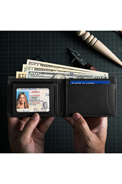 Choice1 Black noAirtag Retro Minimalist Men's AirTag Wallet RFID Blocking Wal...
