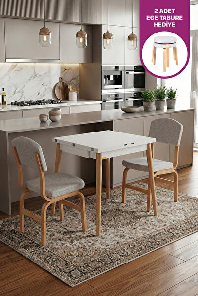 VİLİNZE Ege Sandalye Avanos Ahşap MDF Mutfak Masası Takımı - 70x140 cm