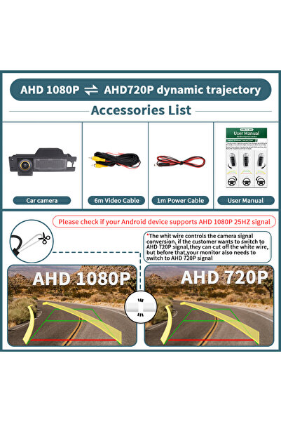 Choice1 مسار ديناميكي 12 فولت B AHD Dynamic Trajectory 170 °   كاميرا خلفية ل...
