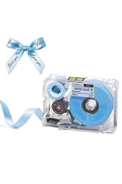 Choice3 1PCS Black on Blue Phomemo A30 P15 Black Print Purple Satin Ribbon 12...