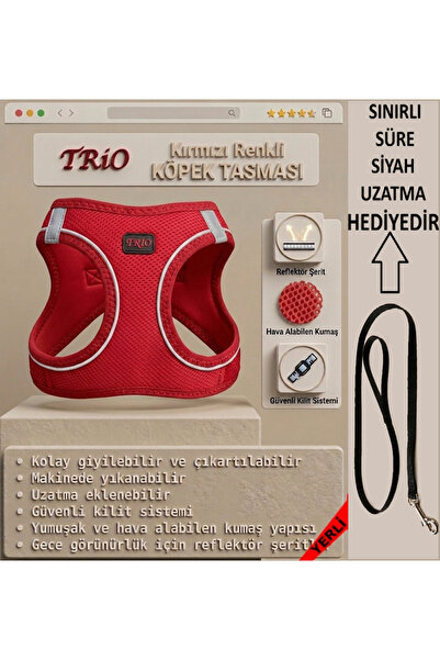 Trio Air -Mesh Küçük ve Orta Irk Kedi Köpek Göğüs Tasması Yumuşak, Nefes Alab...