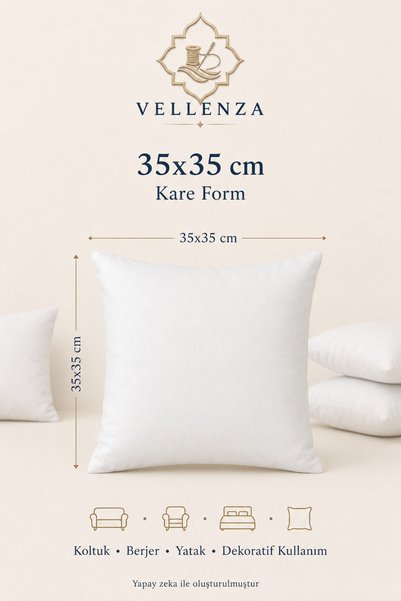 Vellenza 4 قطع وسادة داخلية مربعة الشكل مقاس 35 × 35 سم مملوءة بألياف السيليكون وسادة داخلية ناعمة للديكور
