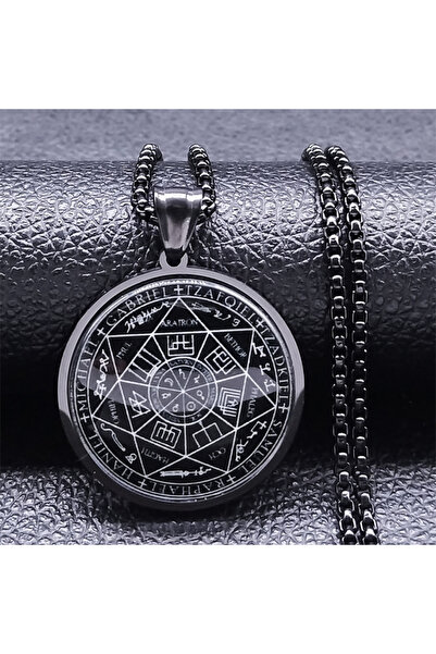 Choice A 60cm BOX BK Seal of Seven Archangels Medal Stainless Steel Glass Nec...