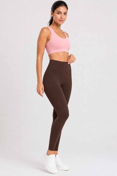 vynor atelier Women's High Waist Shaping / Sculpting Coffee Color Sports Legg...
